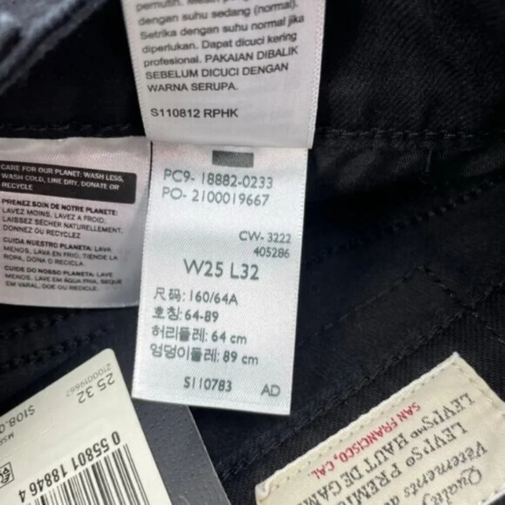 Levi's 721 High Rise Skinny Jean Size 25 Long Shot - Black - Picture 5 of 8